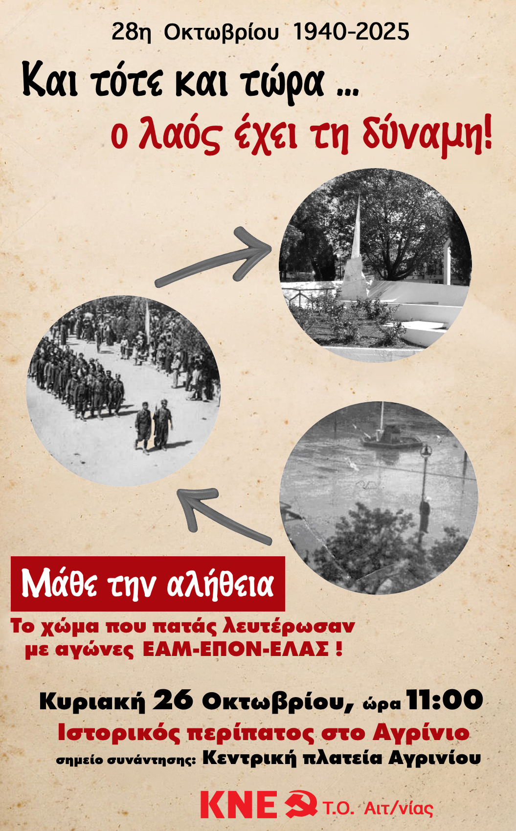 Ιστορικός περίπατος στο Αγρίνιο από την ΚΝΕ για την 28η Οκτωβρίου