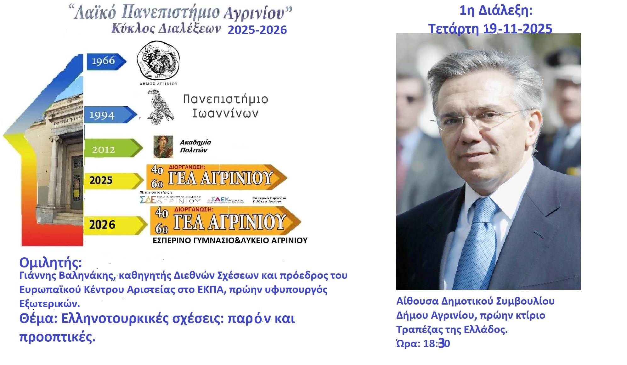 Συνεχίζεται και φέτος το “Λαϊκό Πανεπιστήμιο” Αγρινίου – Νέος κύκλος πανεπιστημιακών διαλέξεων