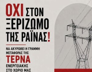 «Όχι στον ξεριζωμό της Ραΐνας»: Συγκέντρωση διαμαρτυρίας το Σάββατο 18 Ιουλίου για τη γραμμή μεταφοράς της ΤΕΡΝΑ Ενεργειακής